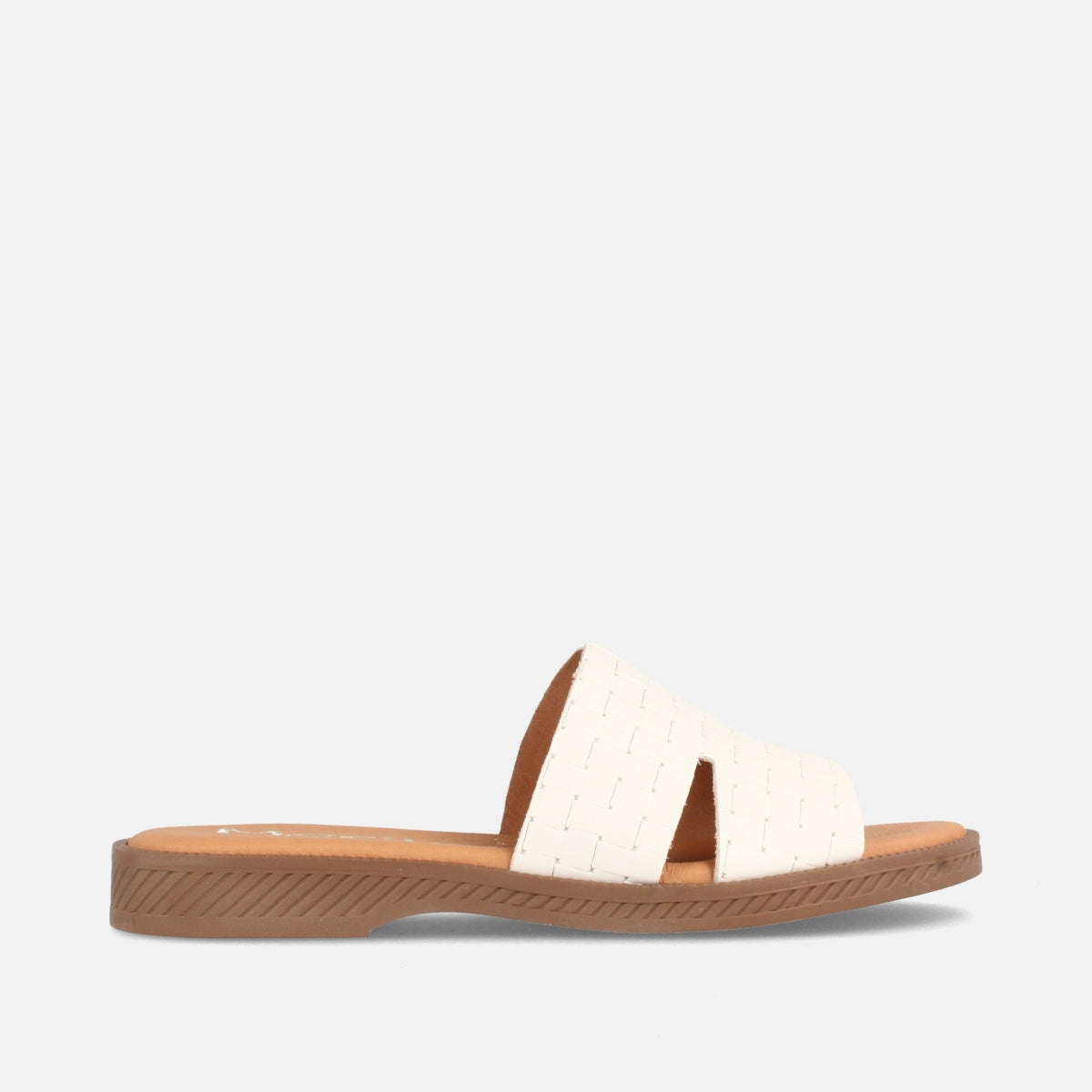 Sandalia Plana Para Mujer Tipo Zueco En Piel Ankara Blanco